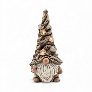Napco Gnome with Flowers Brown 18 x 8.25 Resin Outdoor Garden Statue Brand New